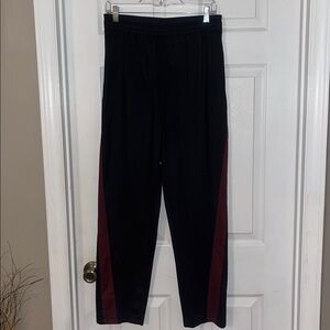 Men’s TekGear DriTek Athletic Pants, Small, 30” inseam, pockets, Black& Burgandy